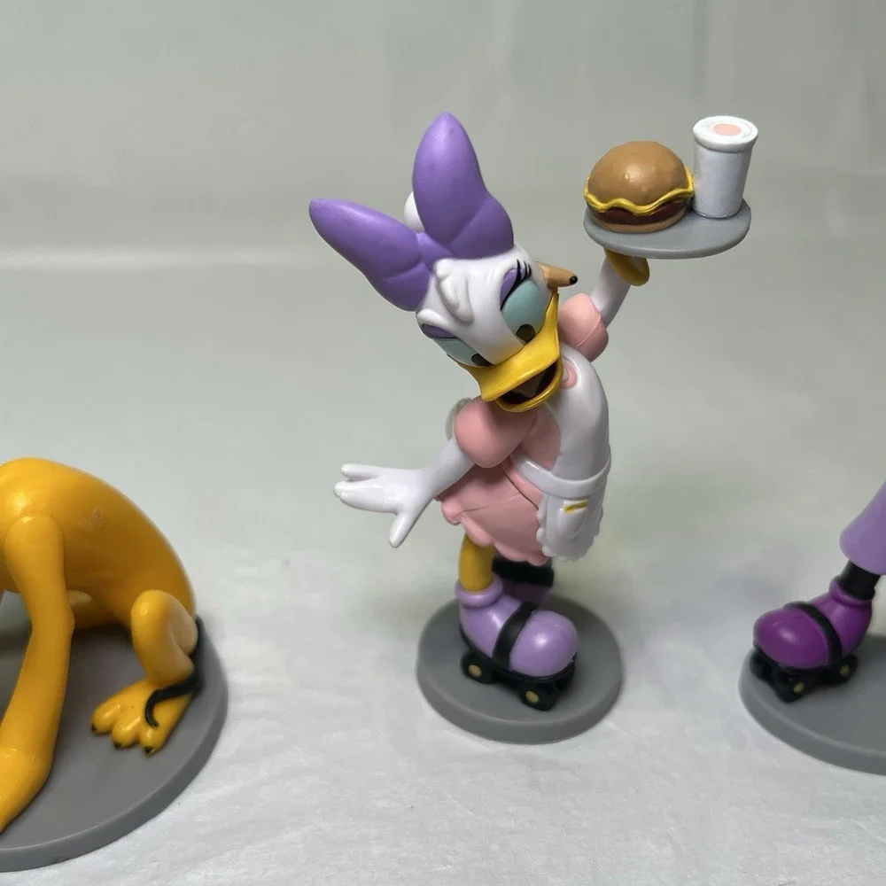 Disney Figures Daisy Duck Clarabelle Cow Waitress Pluto Dog Cake Topper Toy 3.5